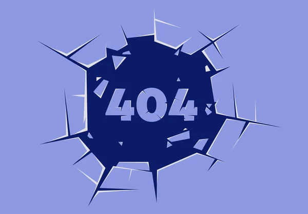 Vector Illustratie Van Gebroken Glas Het Centrum Fout 404 — Stockvector