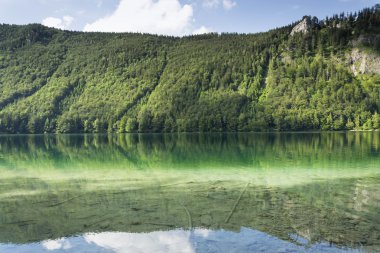 Dağ gölü Vorderer Langbathsee Salzkammergut, Upper Austria içinde