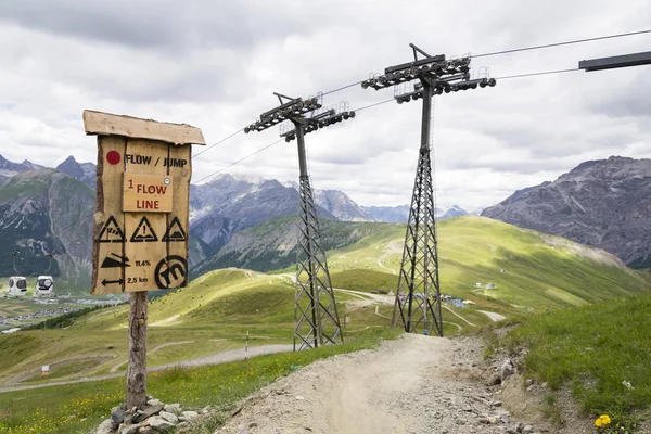 Mountain bike park Mottolino on 3 August 2016 in Livigno, Italy. — Stock Photo, Image