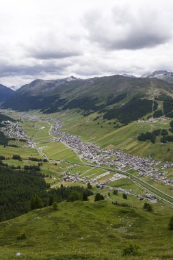 Livigno Alps mountains, Lombardy, İtalya için havadan görünümü