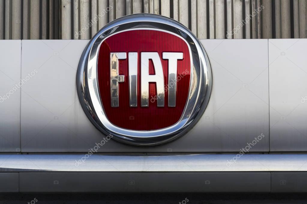 PRAGUE, CZECH REPUBLIC - JANUARY 20: Fiat group company logo on dealership building on January 20, 2017 in Prague, Czech republic. American regulator EPA investigate Fiat Chrysler for emissions cheating.