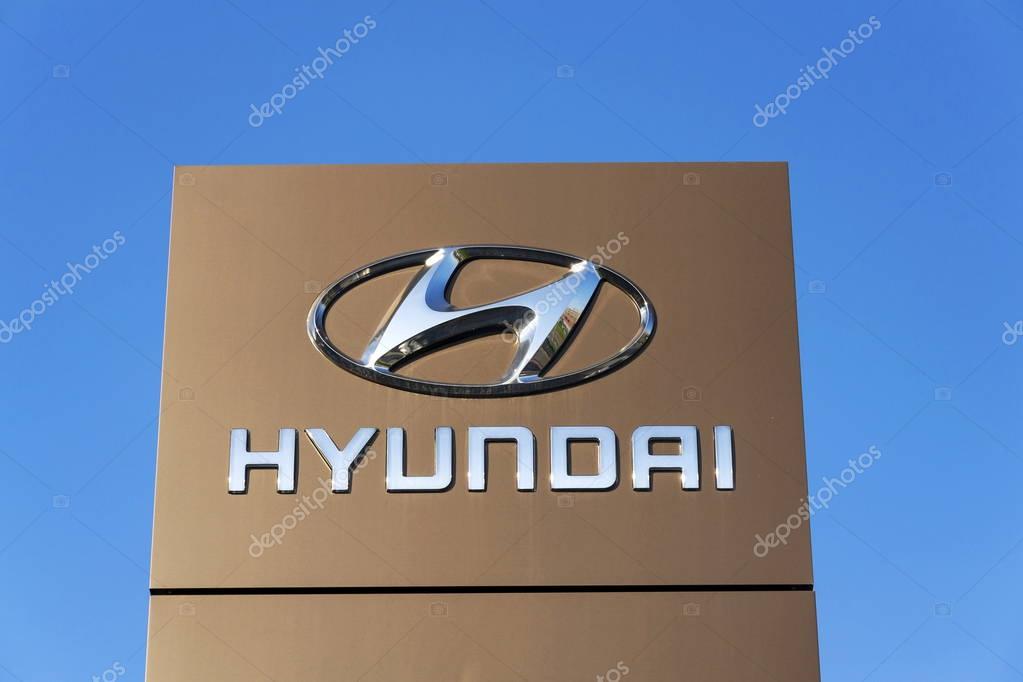 PRAGUE, CZECH REPUBLIC - MARCH 31: Hyundai company logo on Czech headquarters on November 7, 2016 in Prague, Czech republic. Hyundai plans new platform for long range EVs and Genesis electric in 2021.
