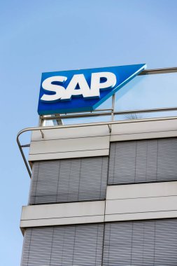 SAP çokuluslu yazılım şirketi logo çek Merkez 14 Ekim 2017 üzerinde bina Prag, Çek Cumhuriyeti.
