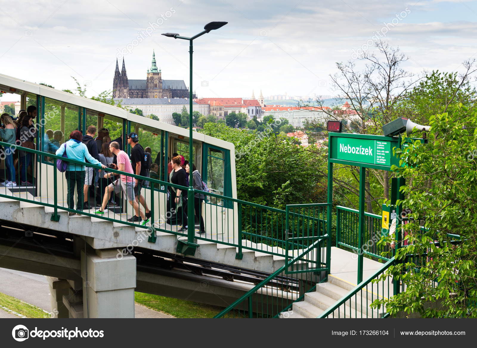 Tourists On Funicular Railway Station Nebozizek Heading To The Petrin tourists-on-funicular-railway-station-nebozizek-heading-to-the-petrin