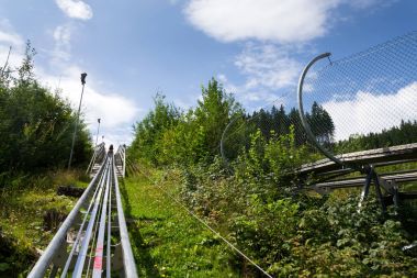 Kızak Roller Coaster kızak Yaz gün, Rittisberg, Alpler, Avusturya