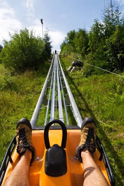 Bobsled Roller Coaster Toboggan Dia Verão Rittisberg Alpes Áustria — Fotografia de Stock