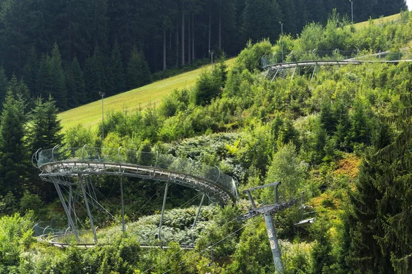 Bobslee Achtbaan Rodelbaan Zomerdag Rittisberg Alpen Oostenrijk — Stockfoto