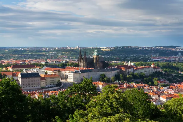 Pražské Panorama Katedrála Svatého Víta Pražský Hrad Nejstarších Hradních Komplexů — Stock fotografie