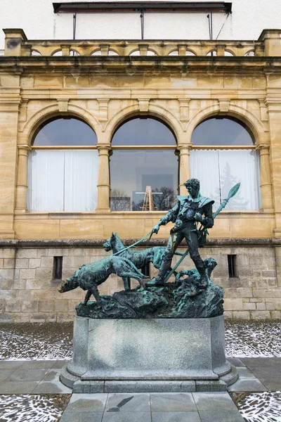 Bronze Statue Dog Handler Konopiste Castle Czech Republic — Stock Photo, Image