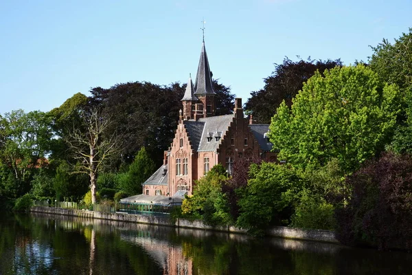 Minnewater Lake Love Kasteel Minnewater Bruges Belgium — Stock Photo, Image