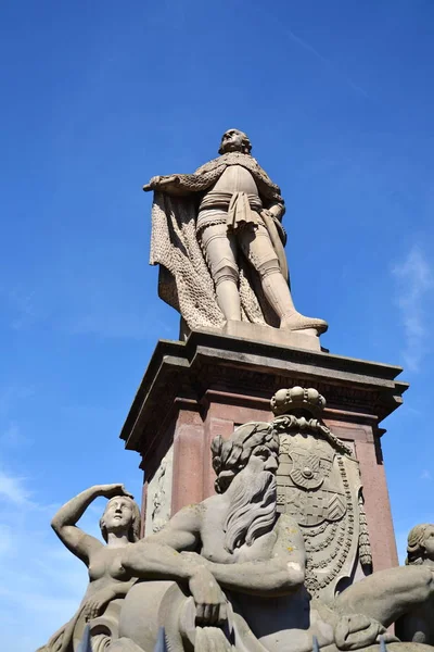 Statua Karl Theodor Sul Vecchio Ponte Sul Neckar Heidelberg Germania — Foto Stock