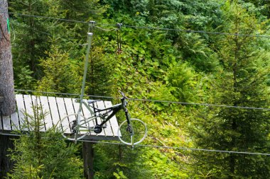 Hinterglemm, Avusturya - Ağustos 10: Ağaç-üst yürüyüş Saalbach-Hinterglemm Vadisi üzerinde 10 Ağustos 2015 yılında Hinterglemm, Avusturya yüksek ip Macera Parkı.
