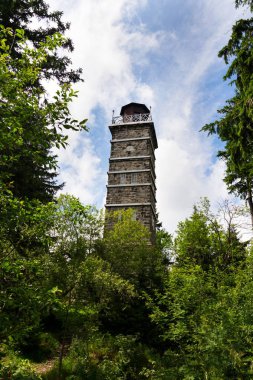 Pajndl gözcü Kulesi üst kısmındaki Tisovsky Mount Neuhausen Hory, Bohemia, Çek Cumhuriyeti