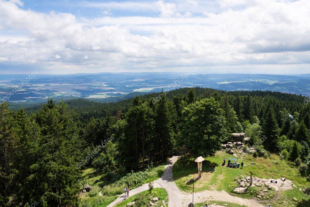 Klet astronomical observatory in forest on Mount Klet, Czech Republic