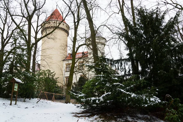 Château Konopiste Extérieur Extérieur Ville Benesov Jour Hiver Bohême République — Photo