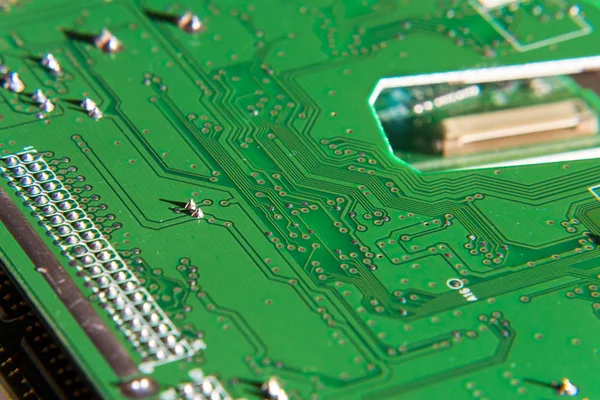 Detalhe Circuito Placas Mãe Computador Verde Inteligência Artificial Conceito Tecnologia — Fotografia de Stock