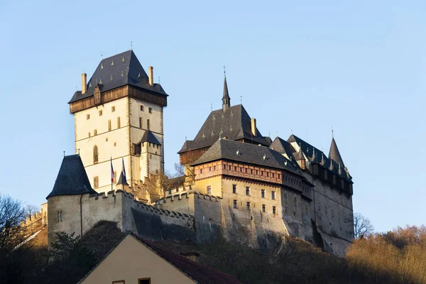 Gotický Hrad Karlštejn Založil Karel Císař Svaté Říše Římské Král — Stock fotografie