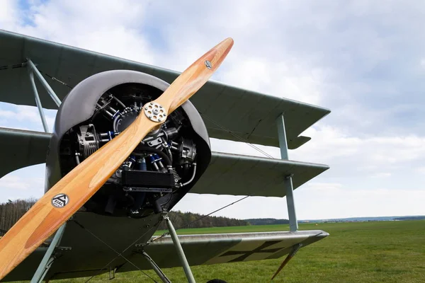 Plasy Republika Czeska Kwietnia 2017 Triplane Fokker Dreidecker Stoi Lotnisko — Zdjęcie stockowe