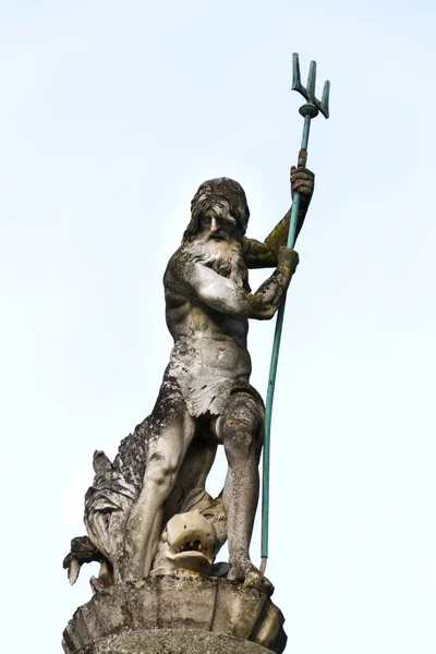 Fontana Barocca Con Governatore Del Mare Nettuno Tritoni Statue Vicino — Foto Stock