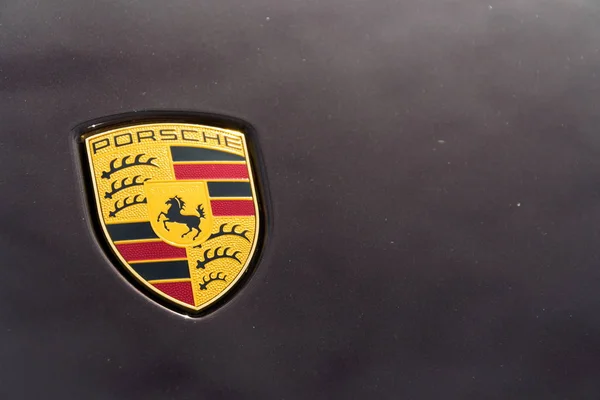 Praga República Checa Marzo 2018 Porsche Automotive Company Logo Car — Foto de Stock