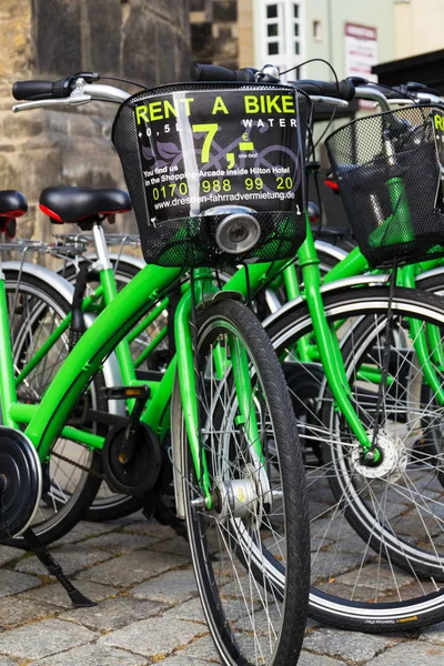 Dresden Germany April 2018 Green City Bikes Rent Standing Street — Stock Photo, Image