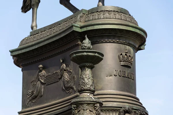 Estatua Del Jinete Del Rey Johann Monumento Juan Sajonia Frente —  Fotos de Stock