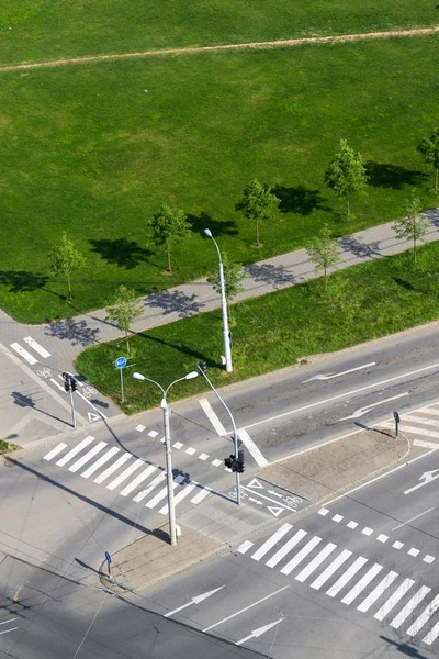 Crosswalk Bike Crossing Line Empty Crossroad Driverless Technology — Stock Photo, Image