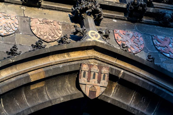 Escudo Armas Puente Ciudad Vieja Torre Guardia Final Del Puente — Foto de Stock