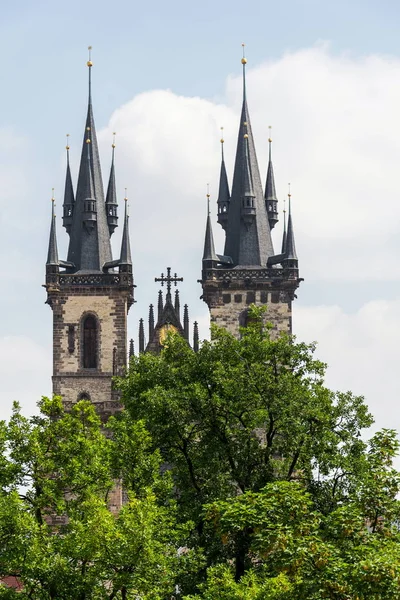 Iglesia Gótica Nuestra Señora Ante Tyn Plaza Ciudad Vieja Praga — Foto de Stock