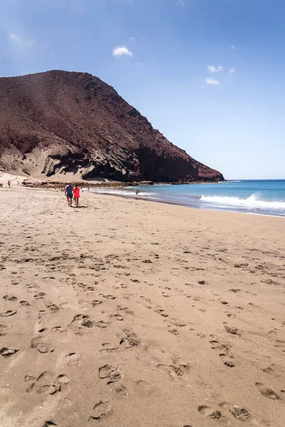 Pessoas Irreconhecíveis Nadando Tomando Sol Caminhando Praia Tejita Município Granadilla — Fotografia de Stock