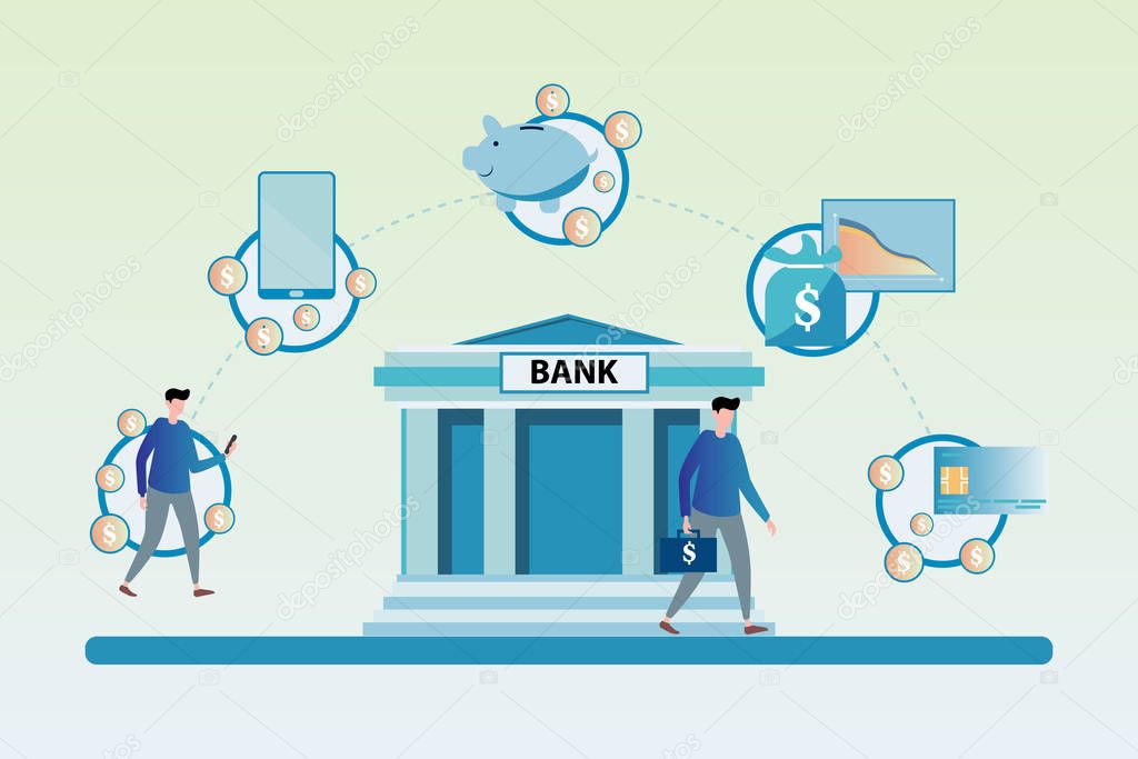vector design illustration of the modern concept of operational banking, Suitable for web landing page, ui, mobile app, editorial design, flyer, banner, and other related occasion