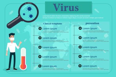 Tıbbi bilgi kaynaklı bakteriyel virüsler. Vektör tasarımı