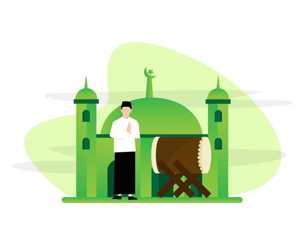 Islamisches Illustrationsdesign Für Eid Feiern Oder Ramadan Grüße Vorlagen Für — Stockvektor