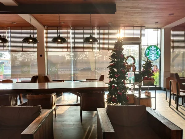 Bangkok Thaiföld November 2019 Téli Hónapokban Starbucks Kávézók Thaiföldön Ázsiában — Stock Fotó