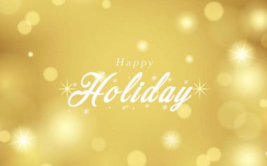 Resimde, altın sarısı bir bokeh arka plan olarak görülür ve yeni yıl ve Noel aralık, kış aylarında beyaz harflerle süslenir.