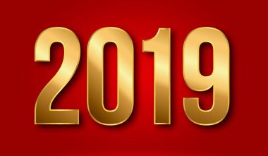 Kırmızı arkaplanda iki tane sıfır altın sayı var, bir dokuza milattan önce iki bin on dokuz denir..