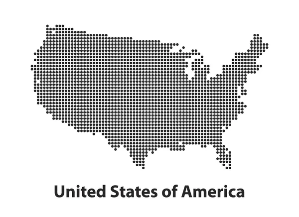 Tečkovaná mapa Spojených států amerických. Vektorová ilustrace. — Stockový vektor