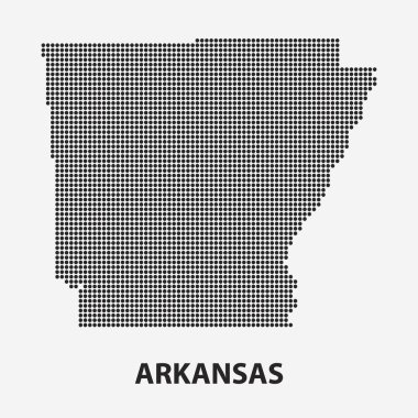 Devlet Arkansas noktalı harita. Vektör çizimi.