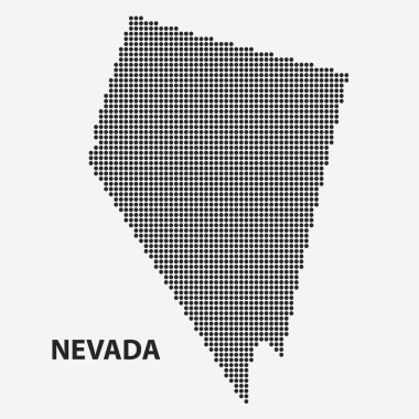 Nevada Eyaleti'nin noktalı haritası. Vektör çizimi.