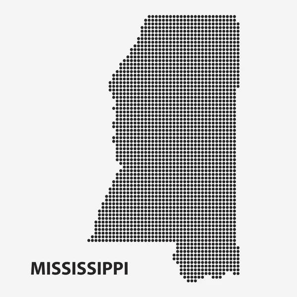 Пунктирна карта штату Міссісіпі. Векторна ілюстрація. — стоковий вектор