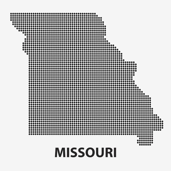 Tečkovaná mapa státu Missouri. Vektorová ilustrace. — Stockový vektor