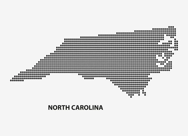 Kuzey Carolina Eyaleti'nin noktalı haritası. Vektör çizimi. — Stok Vektör