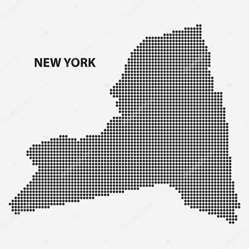 Dotted map of the State New York. Vector illustration.