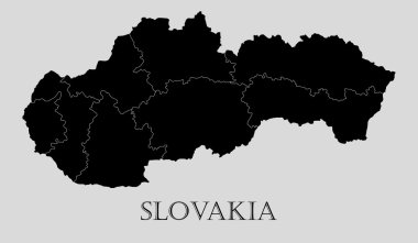 Siyah Slovakya Haritası - vektörel çizim