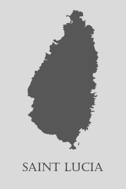 Gri Saint Lucia Haritası - vektörel çizim