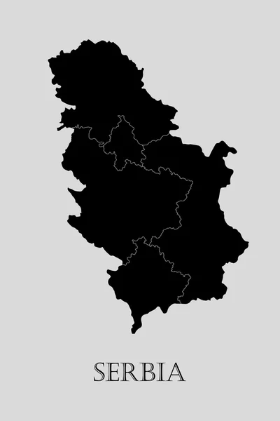 Χάρτης Σερβίας μαύρο - εικονογράφηση διάνυσμα — Διανυσματικό Αρχείο