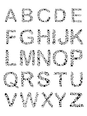 Alfabe nokta etkisi harflerle. Vektör illustratin.