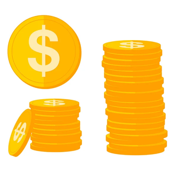 Gold coins with sign of dollar. Vector illustration. — Stock Vector