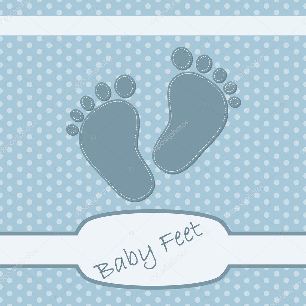 Pink children's footprints. Baby footprints as a symbol of pregnancy or childbirth. Cute background on birthday of boy. Vector illustration.