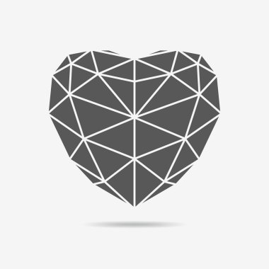 Gri üçgen kalp simgesi. Vektör çizim.